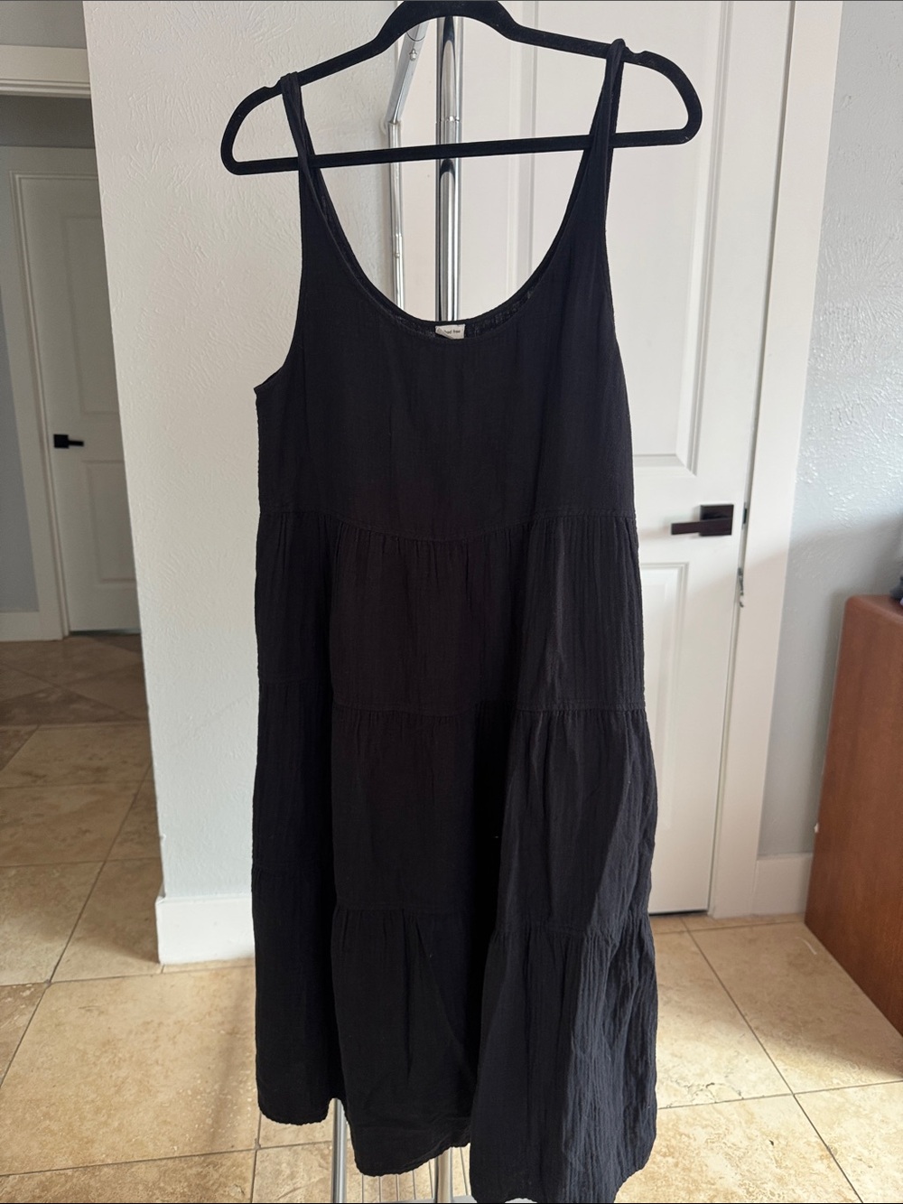 Aritzia Black Tiered Scoop Midi Dress